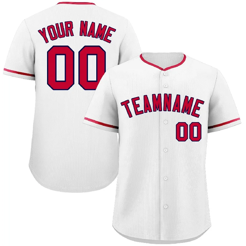 Lightweight Baseball Jersey-Custom White Red-Navy Classic Style Authentic Baseball Jersey