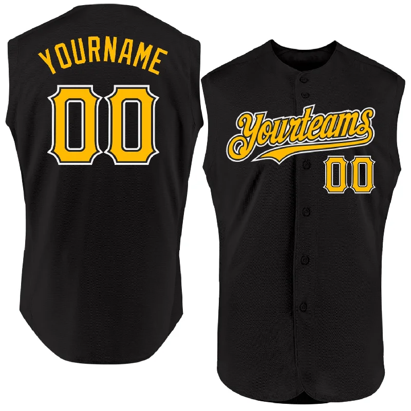 Baseball Trainer Jersey-Custom Black Gold-White Authentic Sleeveless Baseball Jersey