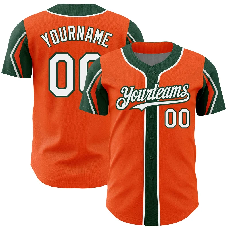 Mother's Day Baseball Jersey-Custom Orange White-Green 3 Colors Arm Shapes Authentic Baseball Jersey