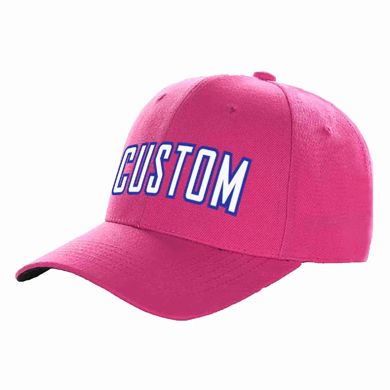 Grandpa Baseball Cap-Custom Rose Red White-Royal Curved Eaves Sport Baseball Cap Design for Men/Women/Youth