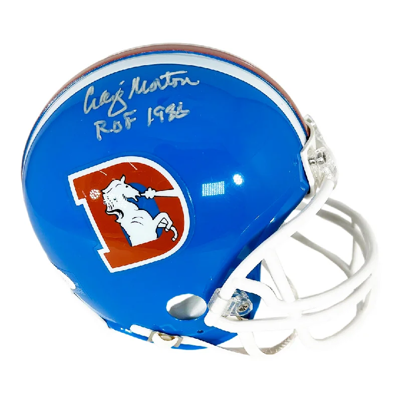 Compression Fit Rugby Helmet-Craig Morton Signed 1988 Inscription Denver Broncos Throwback 75-96 Mini Football Helmet (JSA)