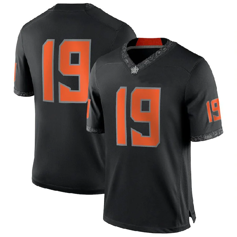 Championship Football Jersey-#19 O.State Cowboys Game Jersey Black Football Jersey Stitched American College Jerseys