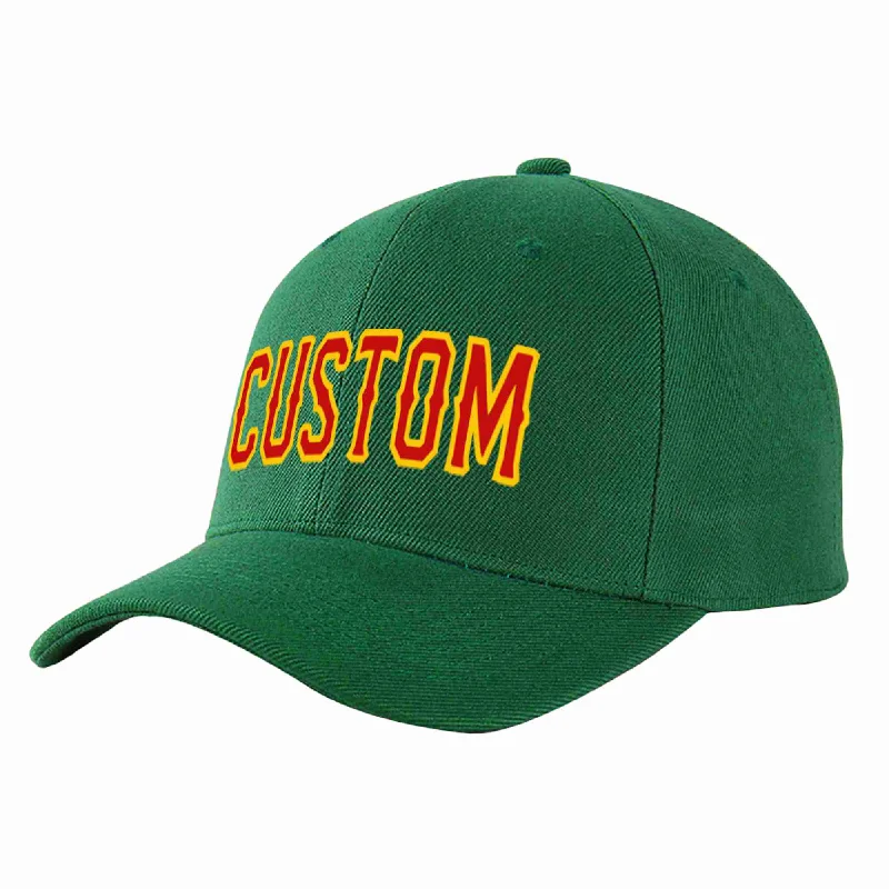 Road Trip Baseball Cap-Custom Green Red-Yellow Curved Eaves Sport Baseball Cap Design for Men/Women/Youth