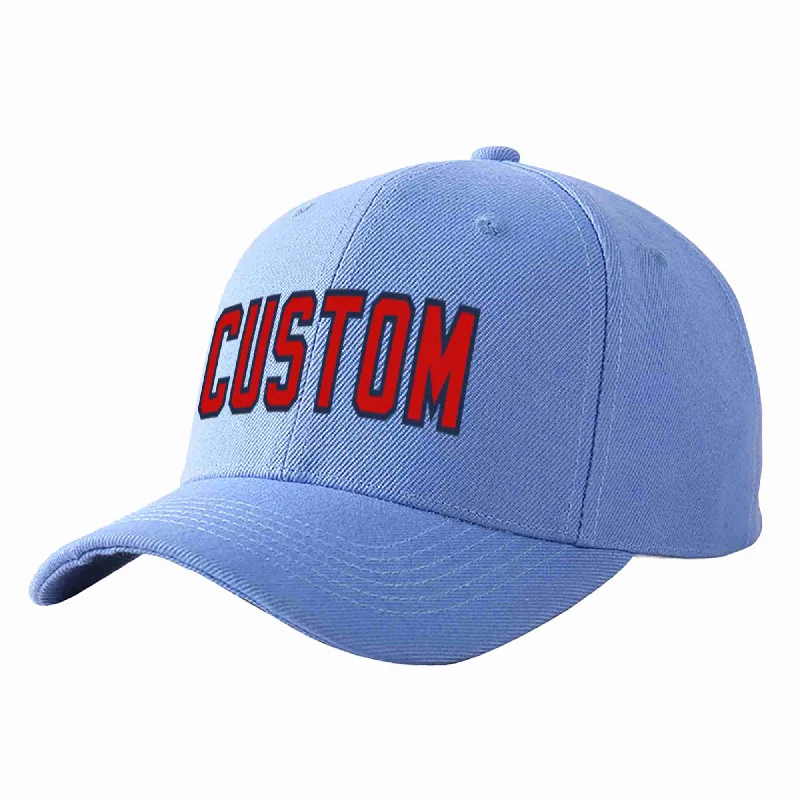 Digital Camo Baseball Cap-Custom Sky Blue Red-Navy Curved Eaves Sport Baseball Cap Design for Men/Women/Youth