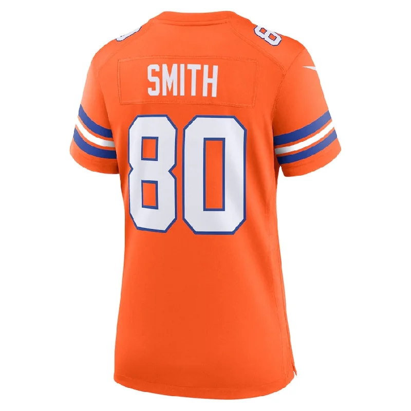 Bachelorette Party Football Jersey-D.Broncos #80 Rod Smith Orange Mile High Collection 1977 Throwback Retired Player Game Football Jerseys