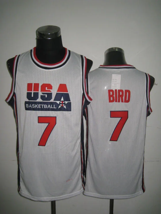 Basketball League Jersey-USA Basketball 1992 Dream Team 7 Larry Bird White Basketball Jersey