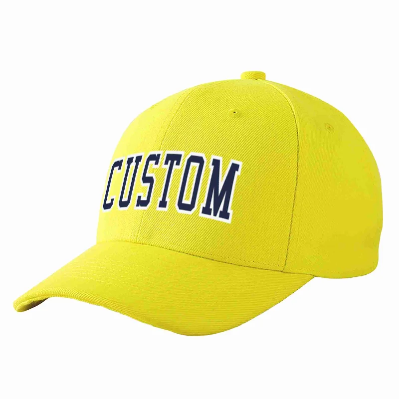 Canvas Baseball Cap-Custom Yellow Navy-White Curved Eaves Sport Baseball Cap Design for Men/Women/Youth