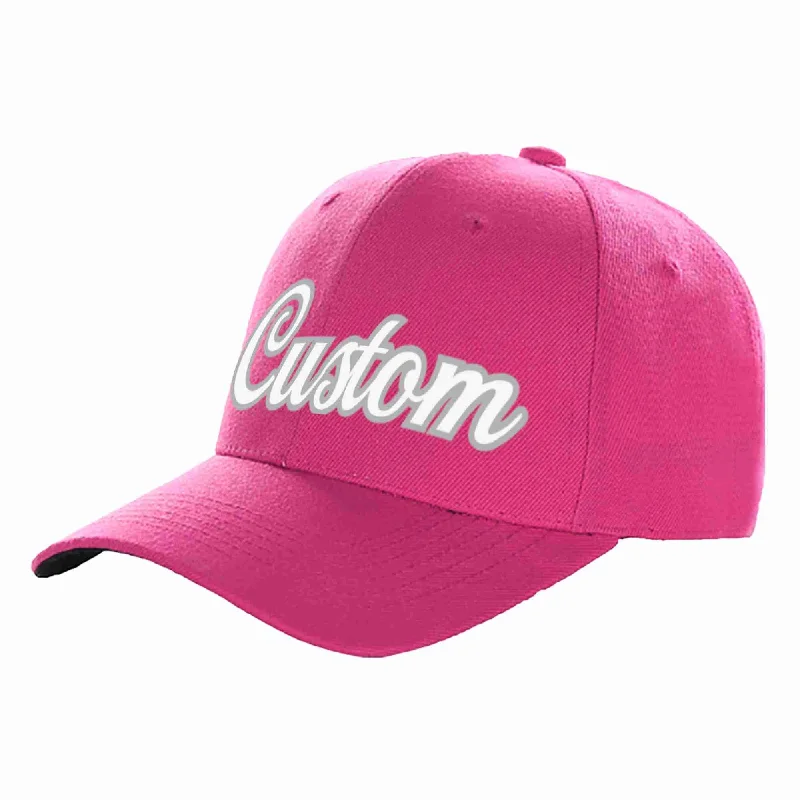 Urban Style Baseball Cap-Custom Rose Red White-Gray Curved Eaves Sport Baseball Cap Design for Men/Women/Youth