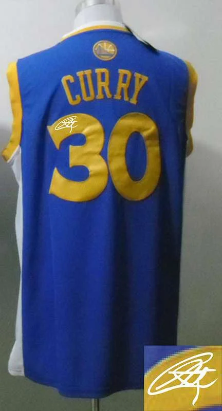 Charcoal Basketball Jersey-Warriors 30 Curry Blue Signature Edition Basketball Jerseys