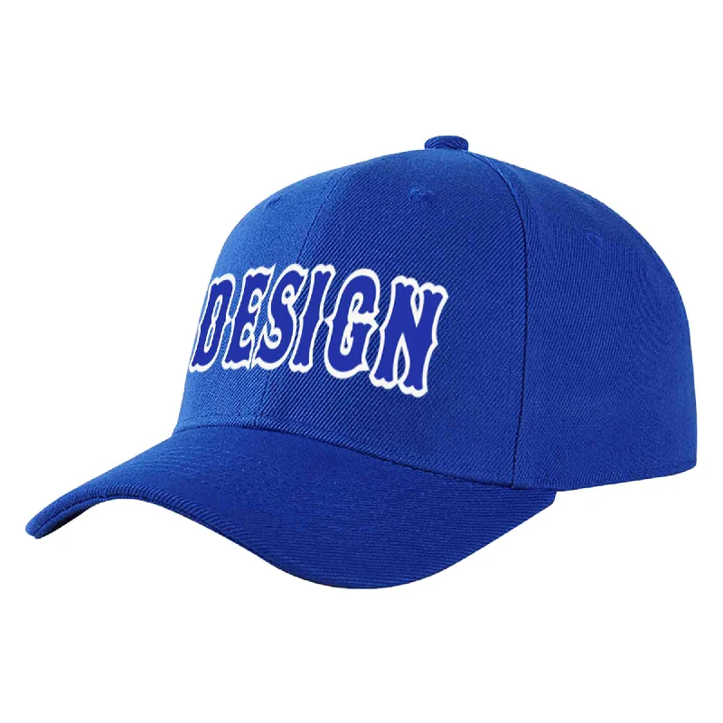 Father's Day Baseball Cap-Custom Royal Royal-White Curved Eaves Sport Design Baseball Cap