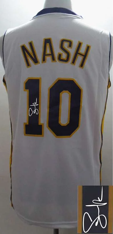 Charcoal Basketball Jersey-Lakers 10 Nash White Blazers 12 Aldridge Orange Signature Edition Basketball Jerseys