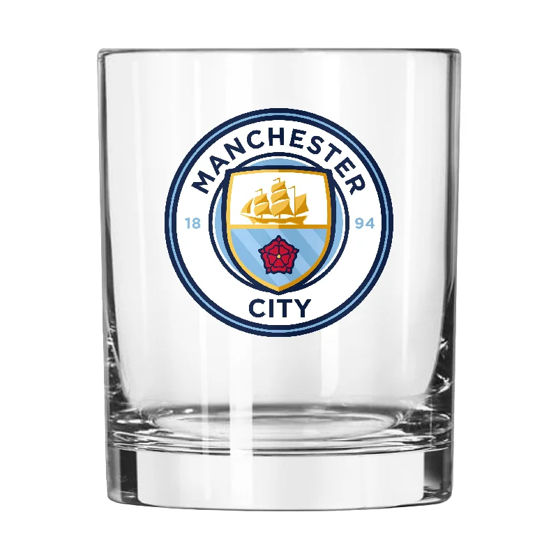 Home Game Team Mug-Manchester City F.C. 14oz Logo Rocks Glass