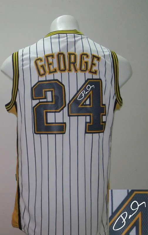 Stadium Basketball Jersey-Pacers 24 George White Pinstripe Basketball Jerseys