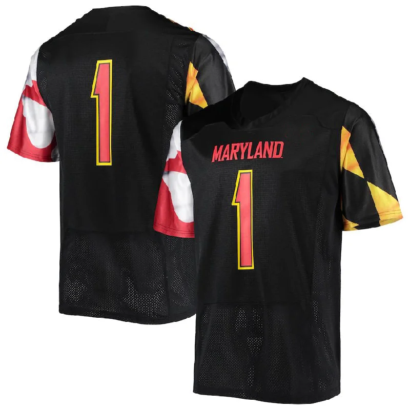 Pink Football Jersey-#1 M.Terrapins Under Armour Replica Black Football Jersey Stitched American College Jerseys