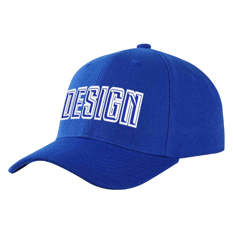 Golf Baseball Cap-Custom Royal Royal-White Curved Eaves Sport Design Baseball Cap