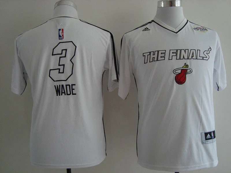 Anniversary Basketball Jersey-Heat 3 Wade White The Finals Basketball Jerseys