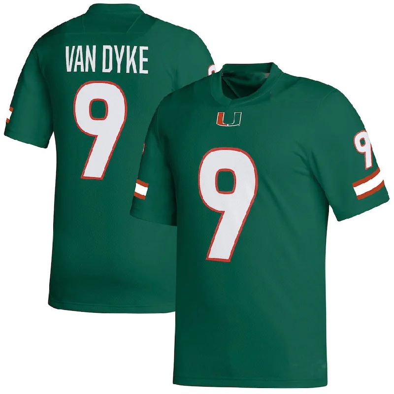 Official Football Fan Jersey-M.Hurricanes #9 Tyler Van Dyke NIL Replica Jersey Green Football Jersey Stitched American College Jerseys