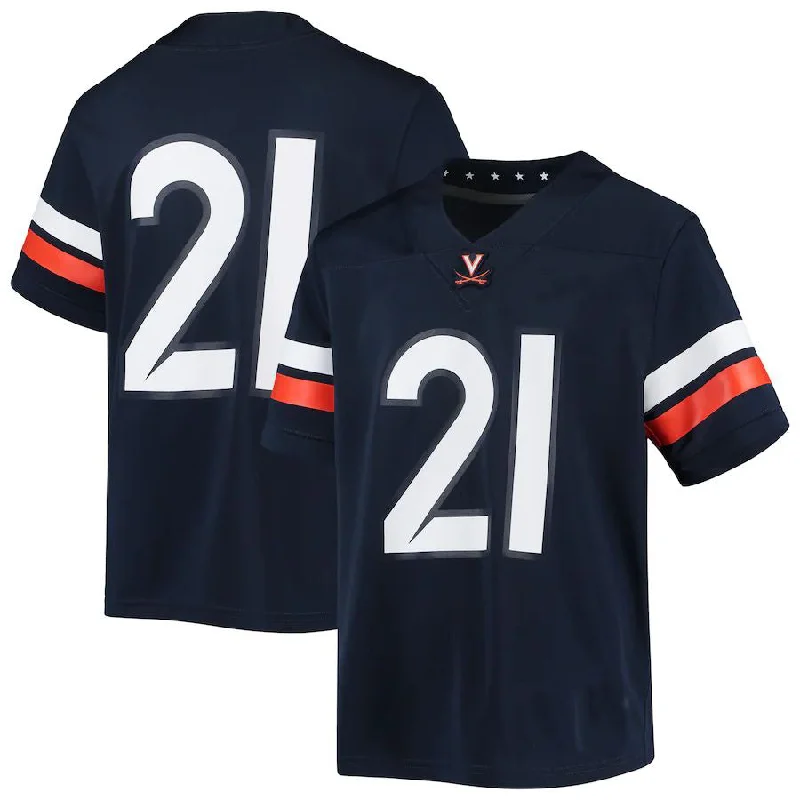 Father's Day Football Jersey-#21 V.Cavaliers Untouchable Football Jersey Navy Stitched American College Jerseys