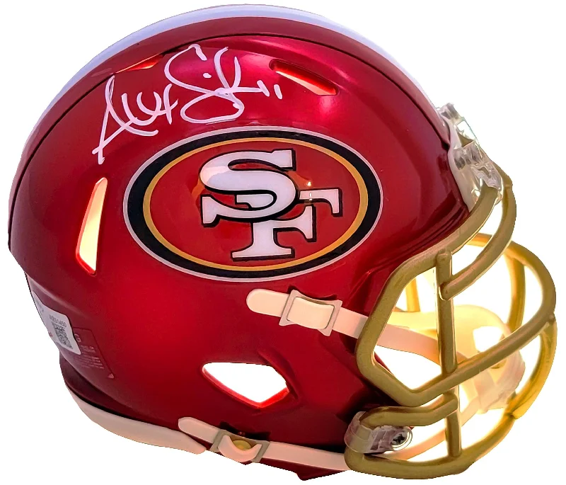 Sustainable Rugby Helmet-Alex Smith Autographed San Francisco 49ers Flash Red Speed Mini Helmet Beckett BAS Witness Stock #208230