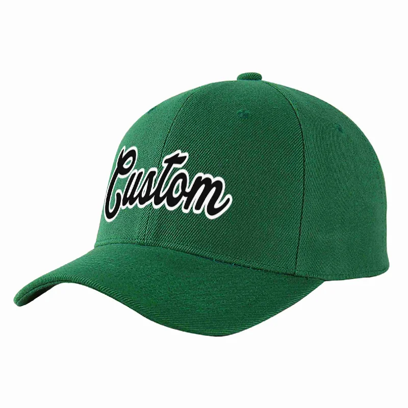 Festival Baseball Cap-Custom Green Black-White Curved Eaves Sport Baseball Cap Design for Men/Women/Youth