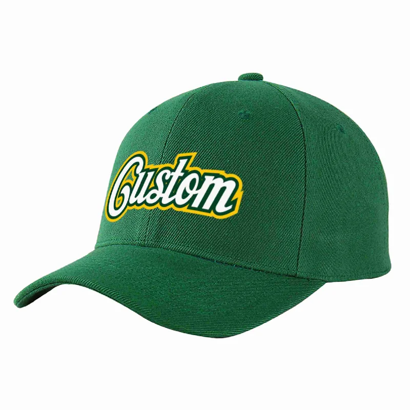 Fan Baseball Cap-Custom Green White-Kelly Green Curved Eaves Sport Baseball Cap Design for Men/Women/Youth