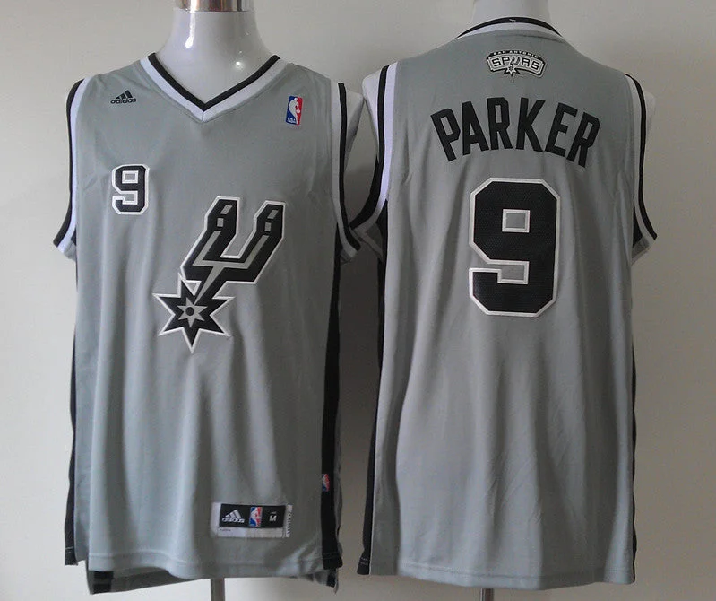 All-Weather Basketball Jersey-Spurs 9 Parker Grey New Revolution 30 Basketball Jerseys