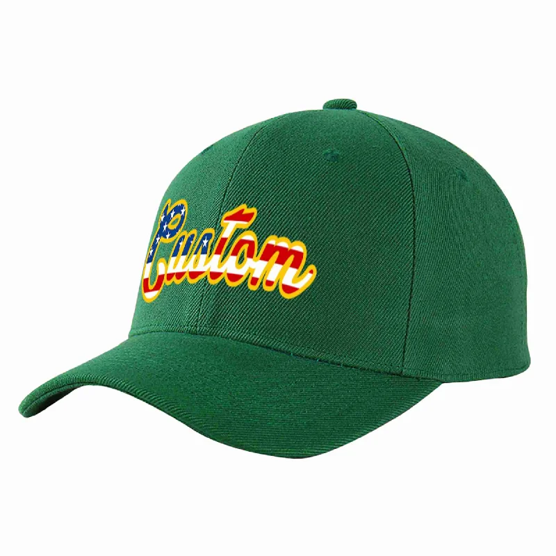 DIY Baseball Cap-Custom Green Vintage USA Flag-Gold Curved Eaves Sport Baseball Cap Design for Men/Women/Youth