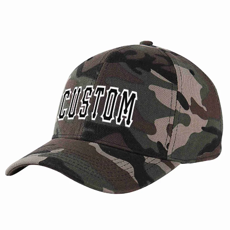 Printed Baseball Cap-Custom Camo Black-White Curved Eaves Sport Baseball Cap Design for Men/Women/Youth