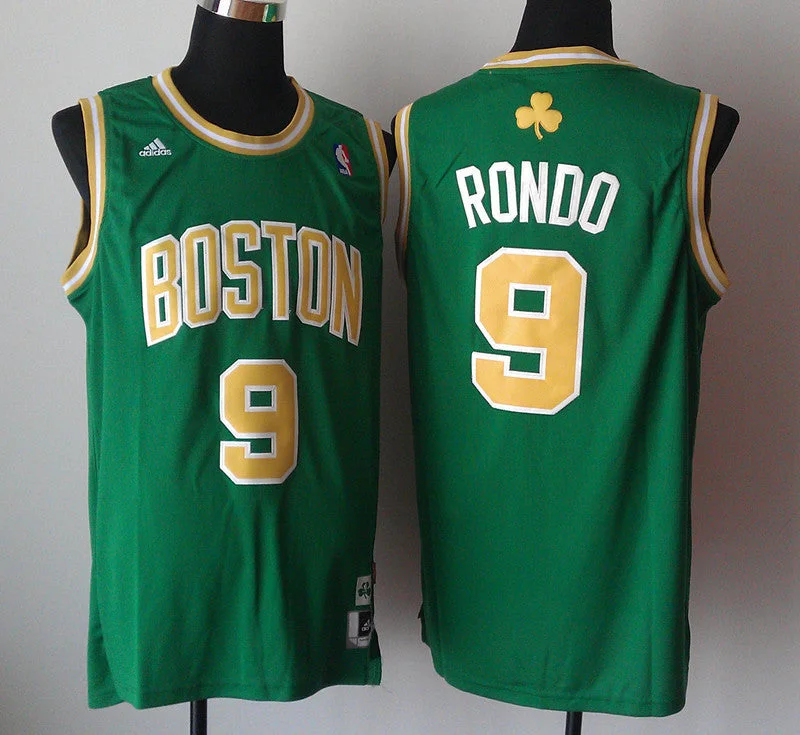 Basketball Umpire Jersey-Celtics 9 Rondo Green New Revolution 30 Basketball Jerseys Gold Number