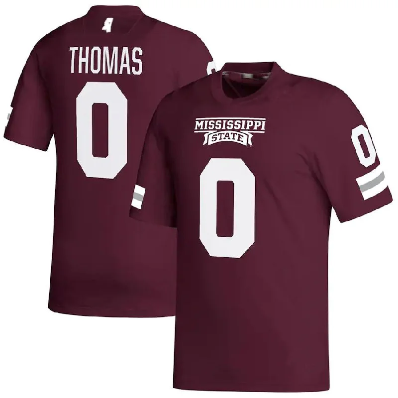 Men's Football Jersey-M.State Bulldogs #0 Rara Thomas NIL Replica Maroon Football Jersey Stitched American College Jerseys