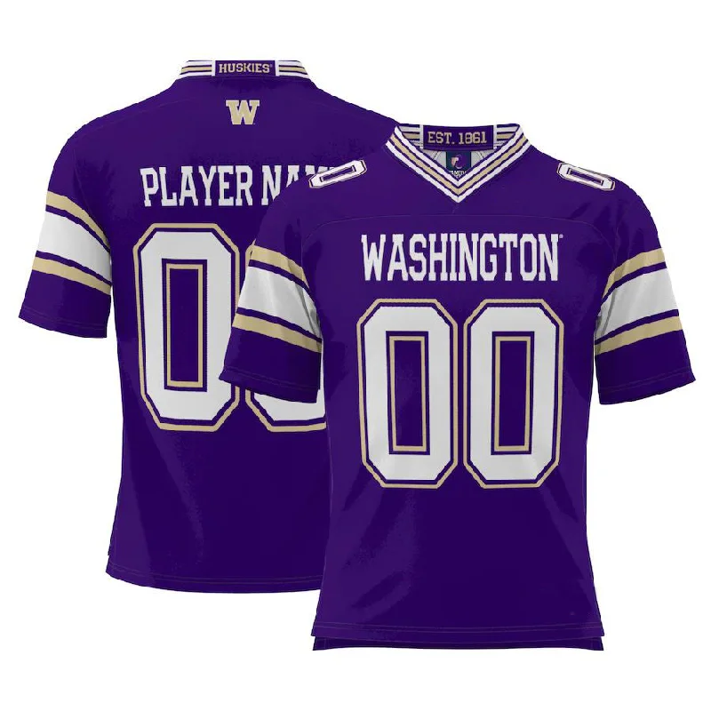 Friendship Football Jersey-Custom W.Huskies ProSphere NIL Pick-A-Player Football Jersey Purple Stitched American College Jerseys