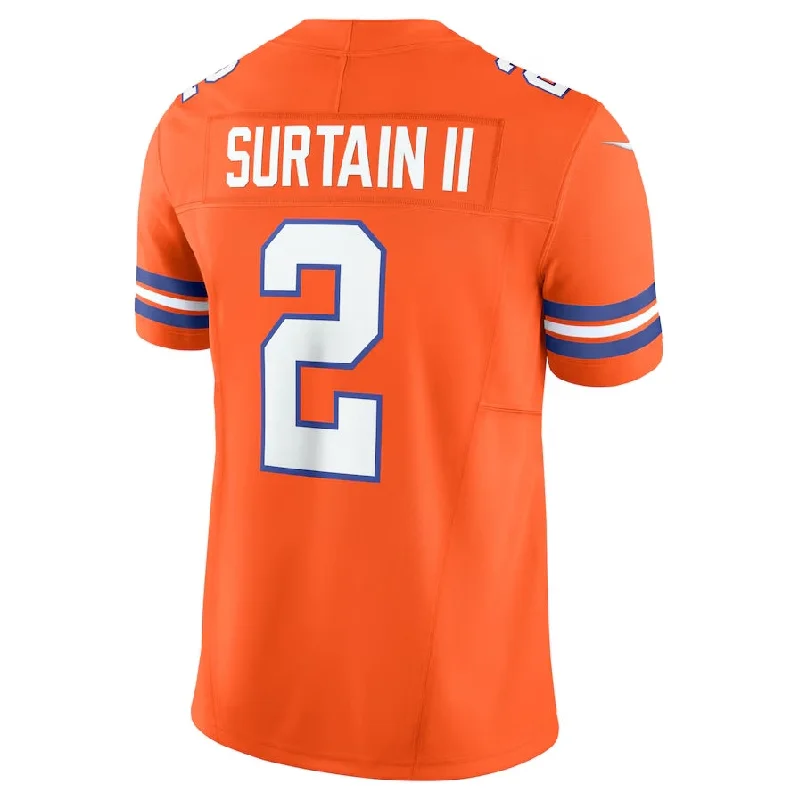 Street Style Football Jersey-D.Broncos #2 Patrick Surtain II Orange Alternate Mile High Collection 1977 Throwback Vapor F.U.S.E. Limited Football Jerseys