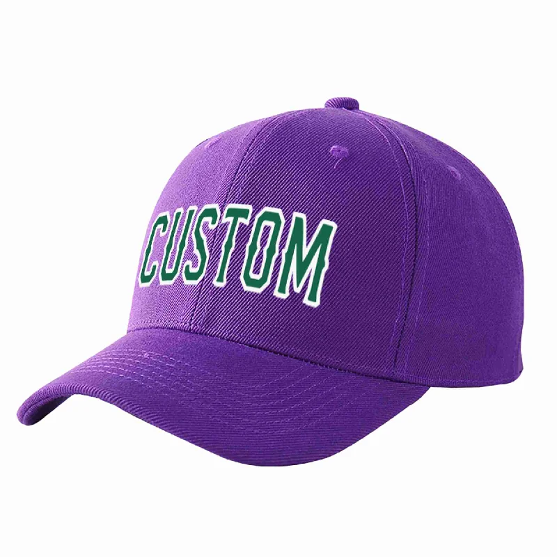 Music Festival Baseball Cap-Custom Purple Kelly Green-White Curved Eaves Sport Baseball Cap Design for Men/Women/Youth