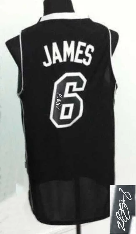 Gold Basketball Jersey-Heat 6 James Black Signature Edition Basketball Jerseys(White Name)