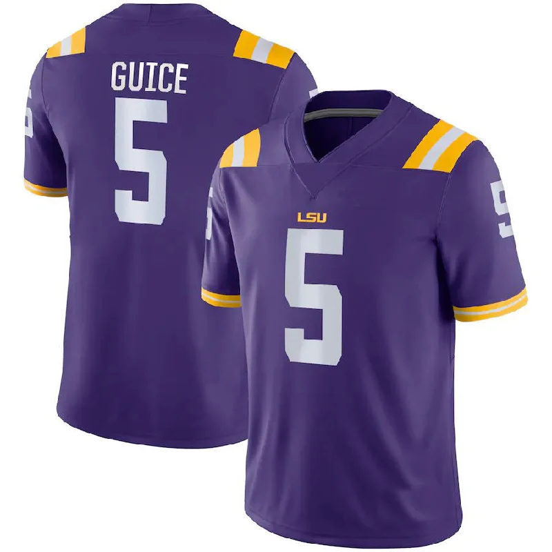 Underdog Football Jersey-L.Tigers #5 Derrius Guice Game Jersey Purple Football Jersey Stitched American College Jerseys