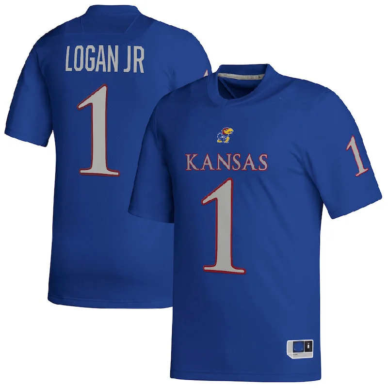 Hall of Fame Football Jersey-K.Jayhawks #1 Kenny Logan Jr. NIL Replica Football Jersey Royal Stitched American College Jerseys