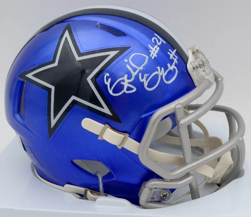 Water-Resistant Rugby Helmet-Ezekiel Elliott Autographed Dallas Cowboys Flash Blue Speed Mini Helmet Beckett BAS #WT81551