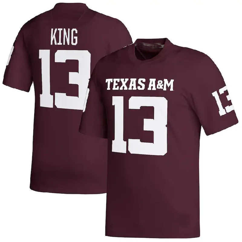 Charcoal Football Jersey-T.A&M Aggies #13 Haynes King NIL Replica Football Jersey Maroon Stitched American College Jerseys