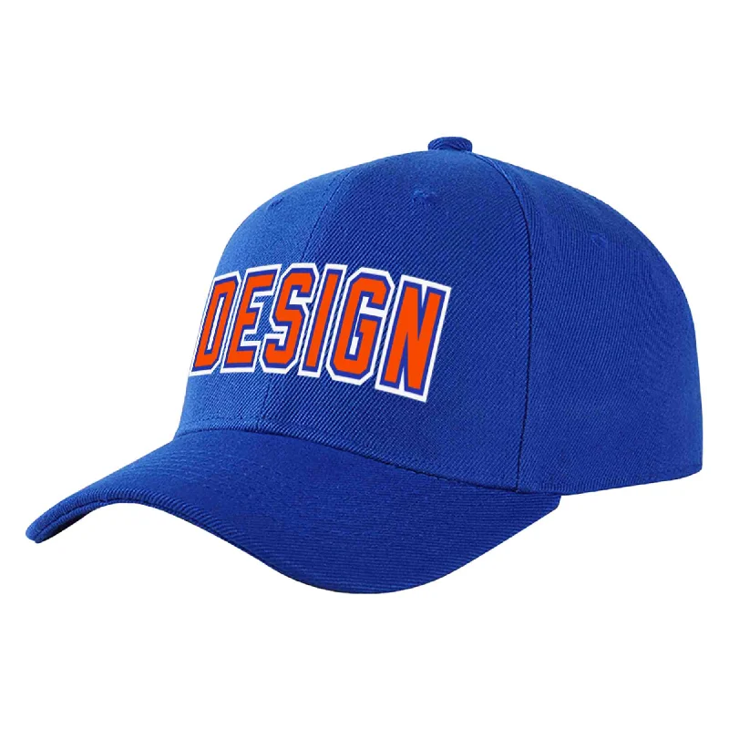 Best Seller Baseball Cap-Custom Royal Orange-Royal Curved Eaves Sport Design Baseball Cap