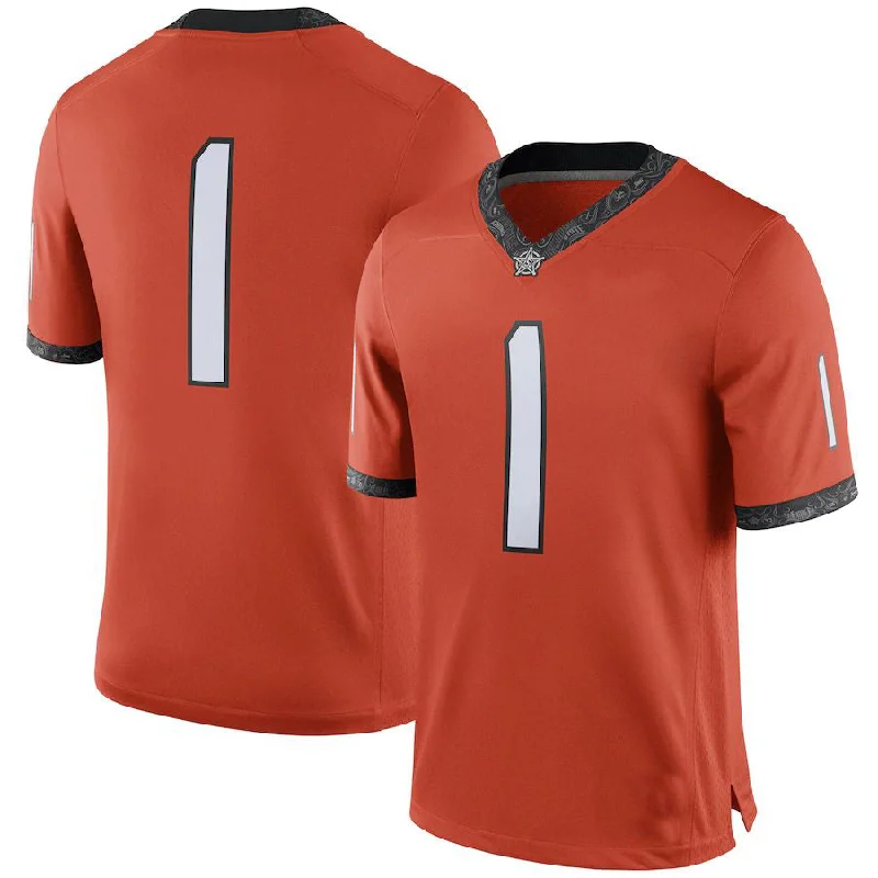 Pullover Football Jersey-#1 O.State Cowboys Alternate Game Jersey Orange Football Jersey Stitched American College Jerseys