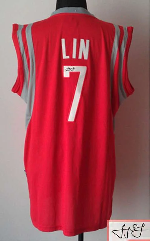 Royal Blue Basketball Jersey-Rockets 7 Lin Red Signature Edition Basketball Jerseys