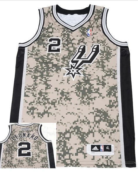 High School Basketball Jersey-Spurs 2 Leonard Camo New Revolution 30 Basketball Jerseys