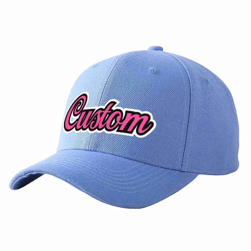 Halloween Baseball Cap-Custom Sky Blue Pink-Black Curved Eaves Sport Baseball Cap Design for Men/Women/Youth