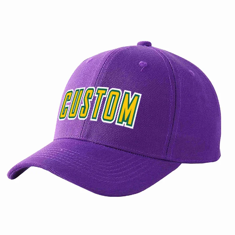 Urban Style Baseball Cap-Custom Purple Gold-Kelly Green Curved Eaves Sport Baseball Cap Design for Men/Women/Youth