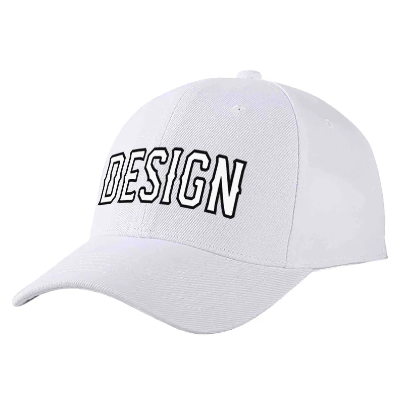 Cycling Baseball Cap-Custom White White-Black Curved Eaves Sport Design Baseball Cap