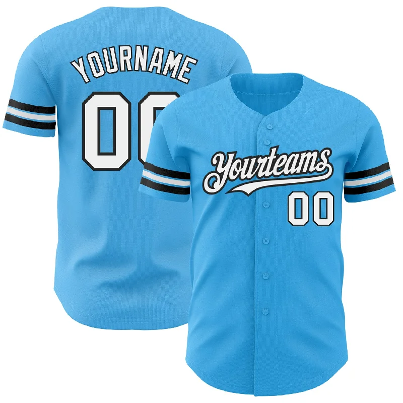 Classic Baseball Jersey-Custom Sky Blue White-Black Authentic Baseball Jersey