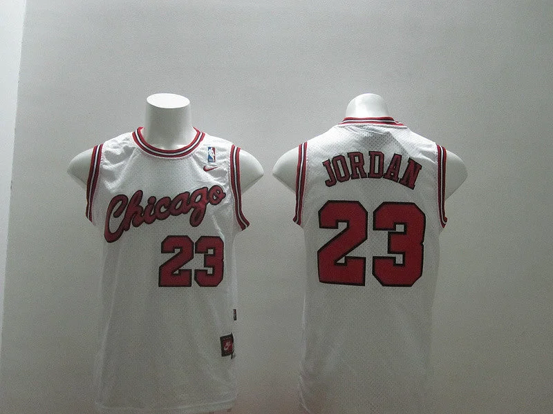 Basketball School Jersey-Bulls 23 Jordan White Swingman Basketball Jerseys