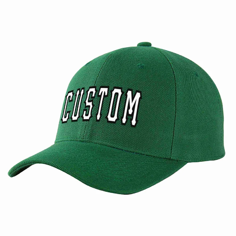 Halloween Baseball Cap-Custom Green White-Black Curved Eaves Sport Baseball Cap Design for Men/Women/Youth