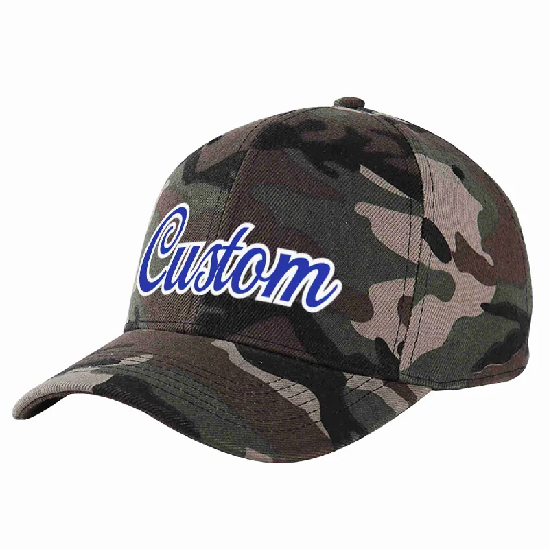 Mother's Day Baseball Cap-Custom Camo Royal-White Curved Eaves Sport Baseball Cap Design for Men/Women/Youth