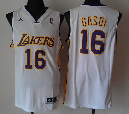 Black Basketball Jersey-Lakers 16 Gasol White New Revolution 30 Basketball Jerseys